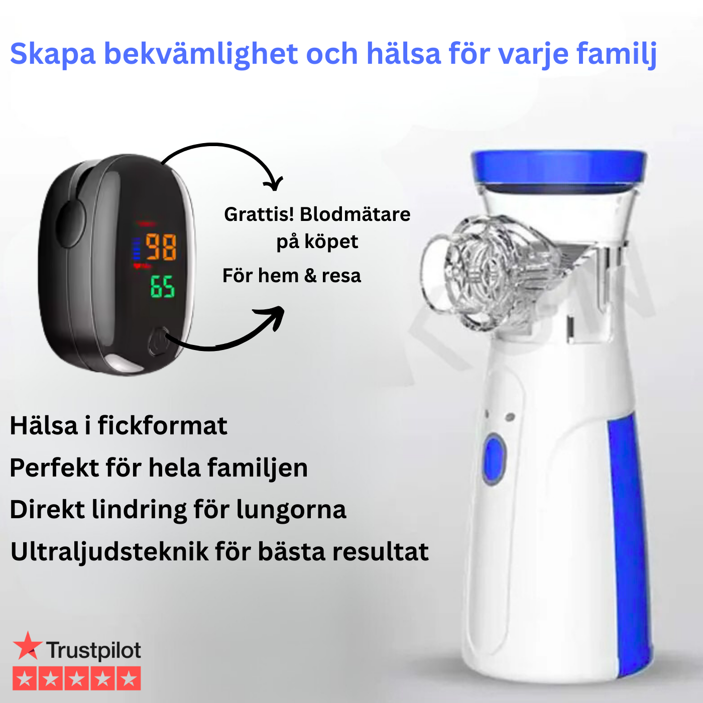 Astma Inhalator – Portabel Nebulisator för Barn & Vuxna